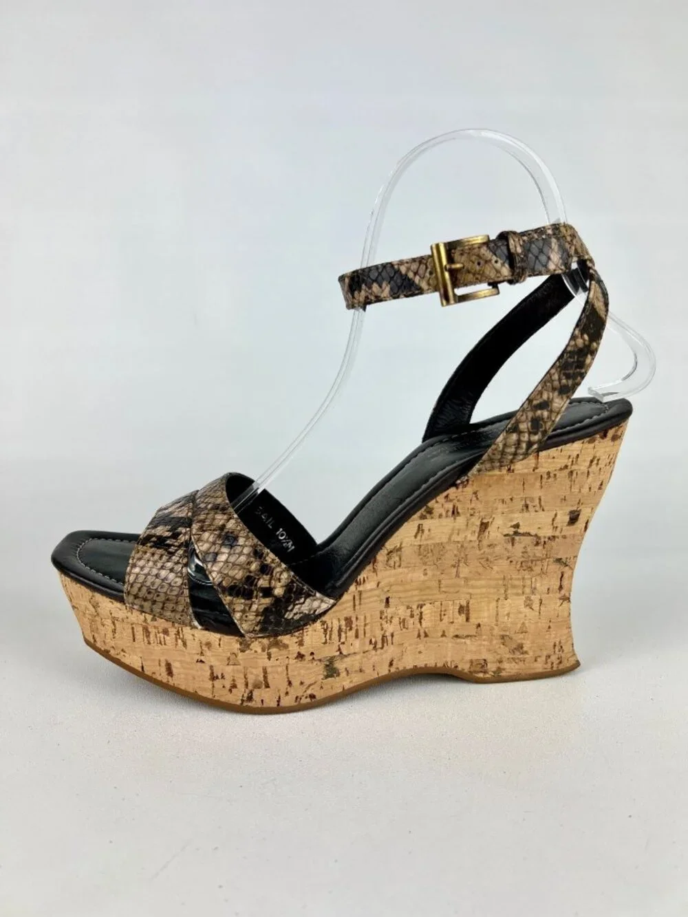 Donald J Pliner Womens Sail Platform Cork Wedge Sandals Brown Snake size 10.5